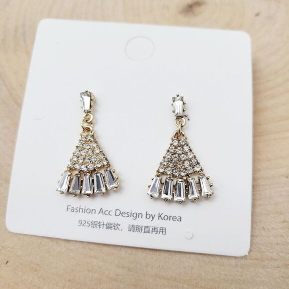 Brand New Gold Tone Silver Rhinestone Earrings - Picture 1 of 9